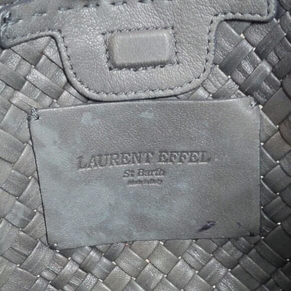 Laurent Effel St Barth Italy Leather Shoulder Bag Purse Woven Olive Green Gray - Picture 6 of 8